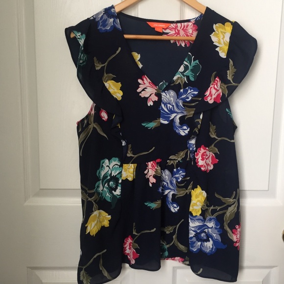 Joe Fresh Blue Floral Blouse, Size M - Picture 1 of 7